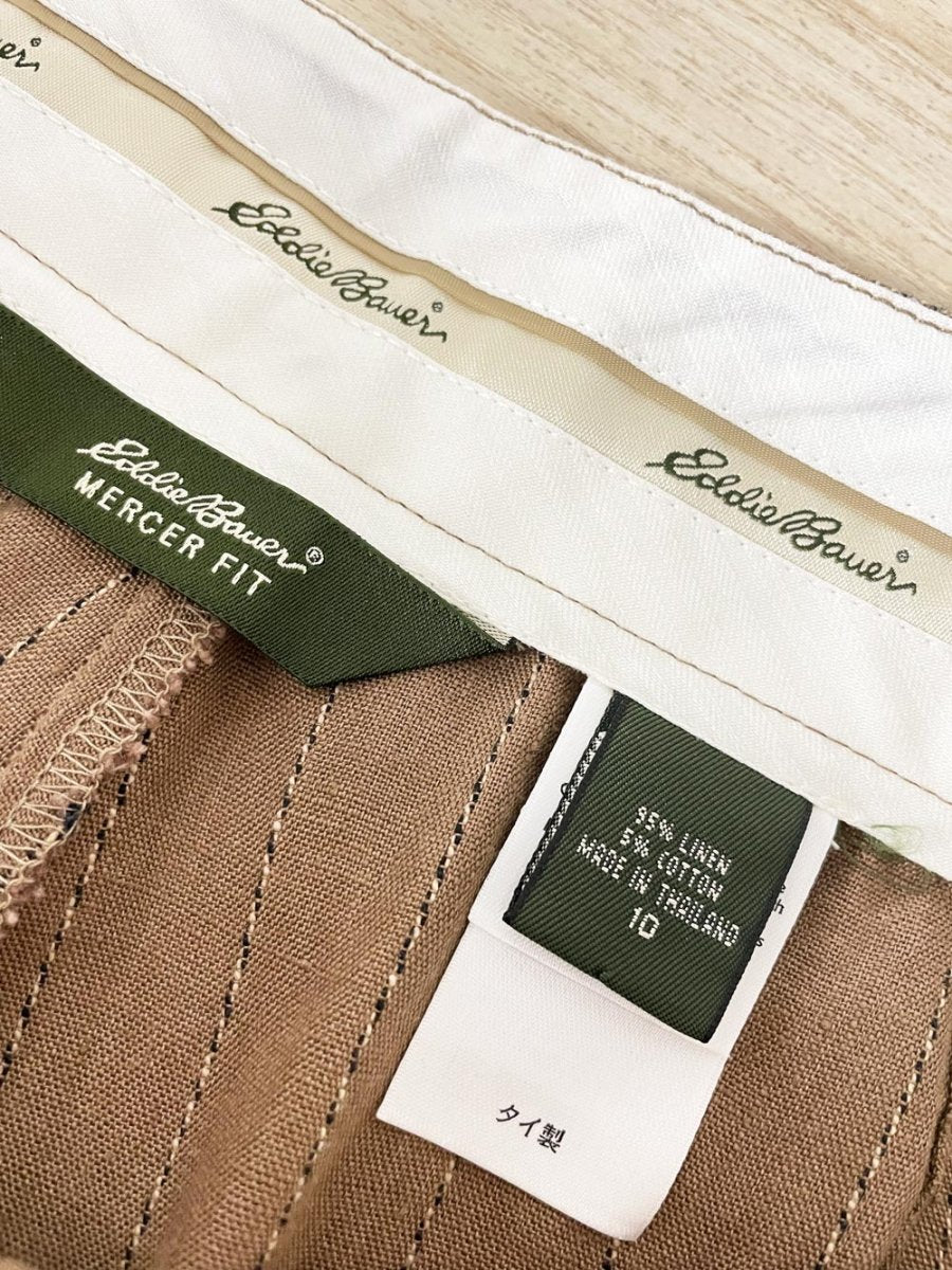 y2k eddie bauer linen - blend pin stripe capri pant - good market thrift store