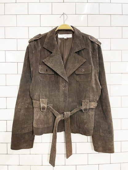 y2k suzy shier suede belted utility leather jacket - good market thrift store