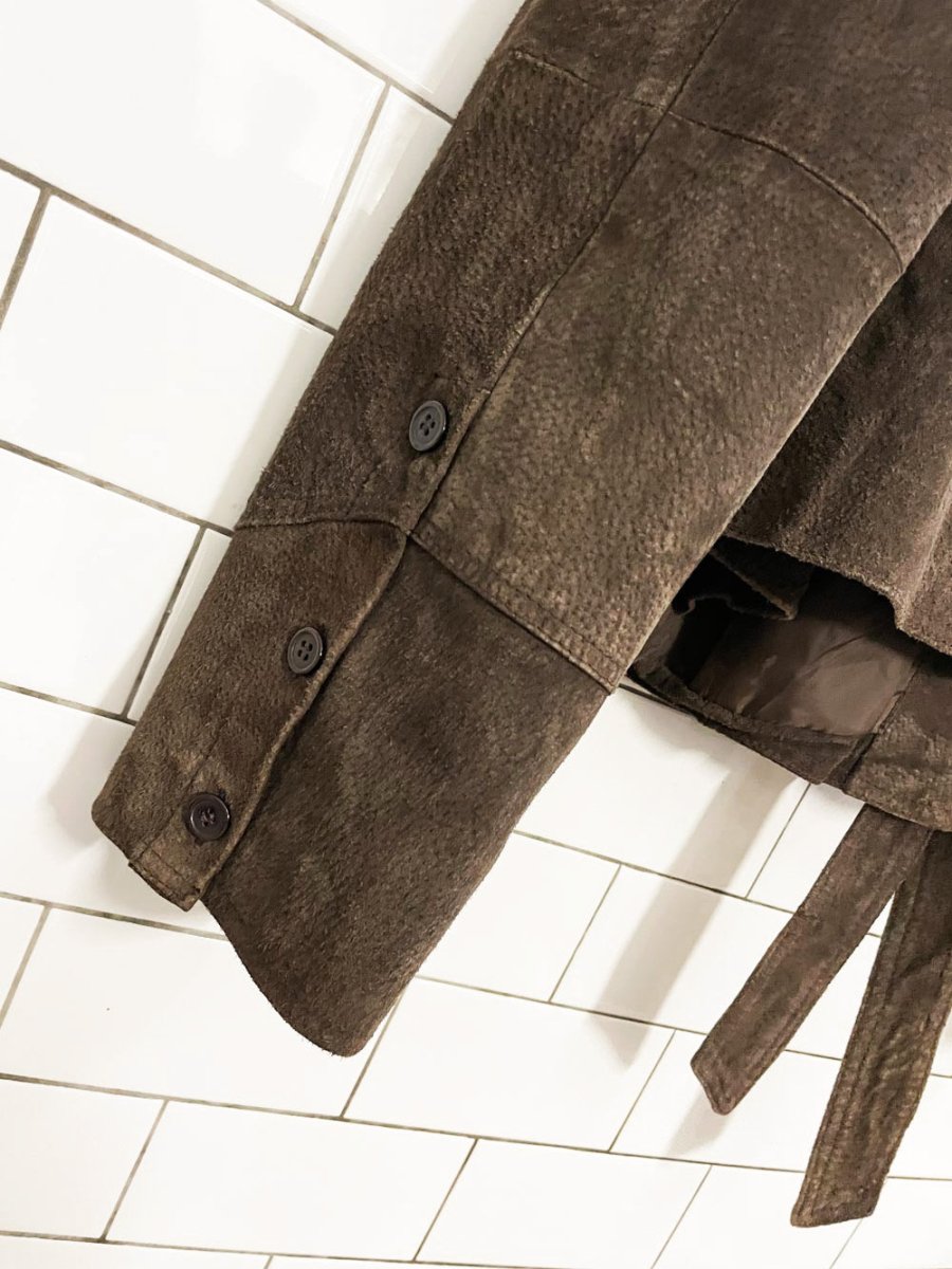 y2k suzy shier suede belted utility leather jacket - good market thrift store