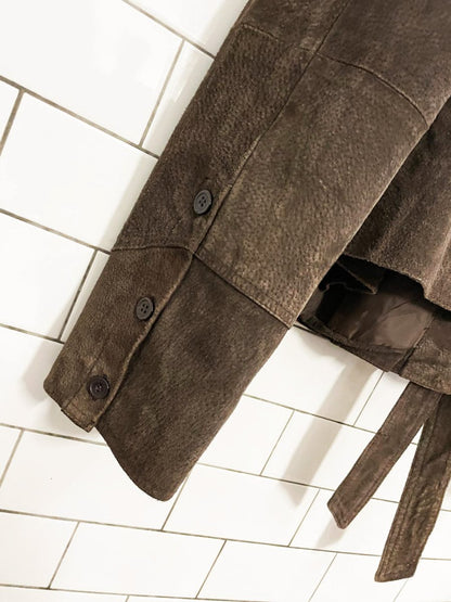 y2k suzy shier suede belted utility leather jacket - good market thrift store