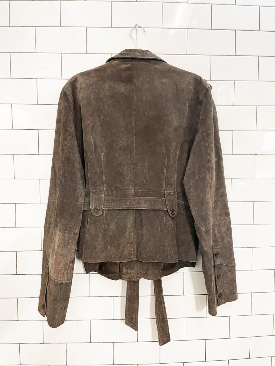 y2k suzy shier suede belted utility leather jacket - good market thrift store