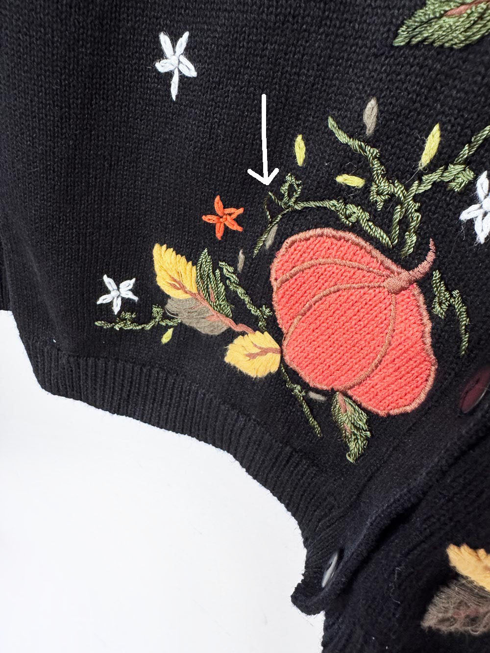 vintage ramie-blend embroidered pumpkins knit cardigan | halloween