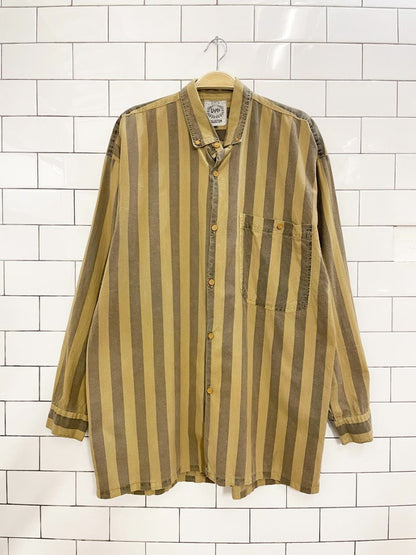 vintage 90s uomo collection big stripe neutrals shirt - good market thrift store