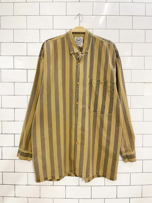 vintage 90s uomo collection big stripe neutrals shirt - good market thrift store