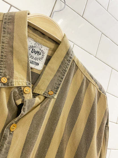 vintage 90s uomo collection big stripe neutrals shirt - good market thrift store