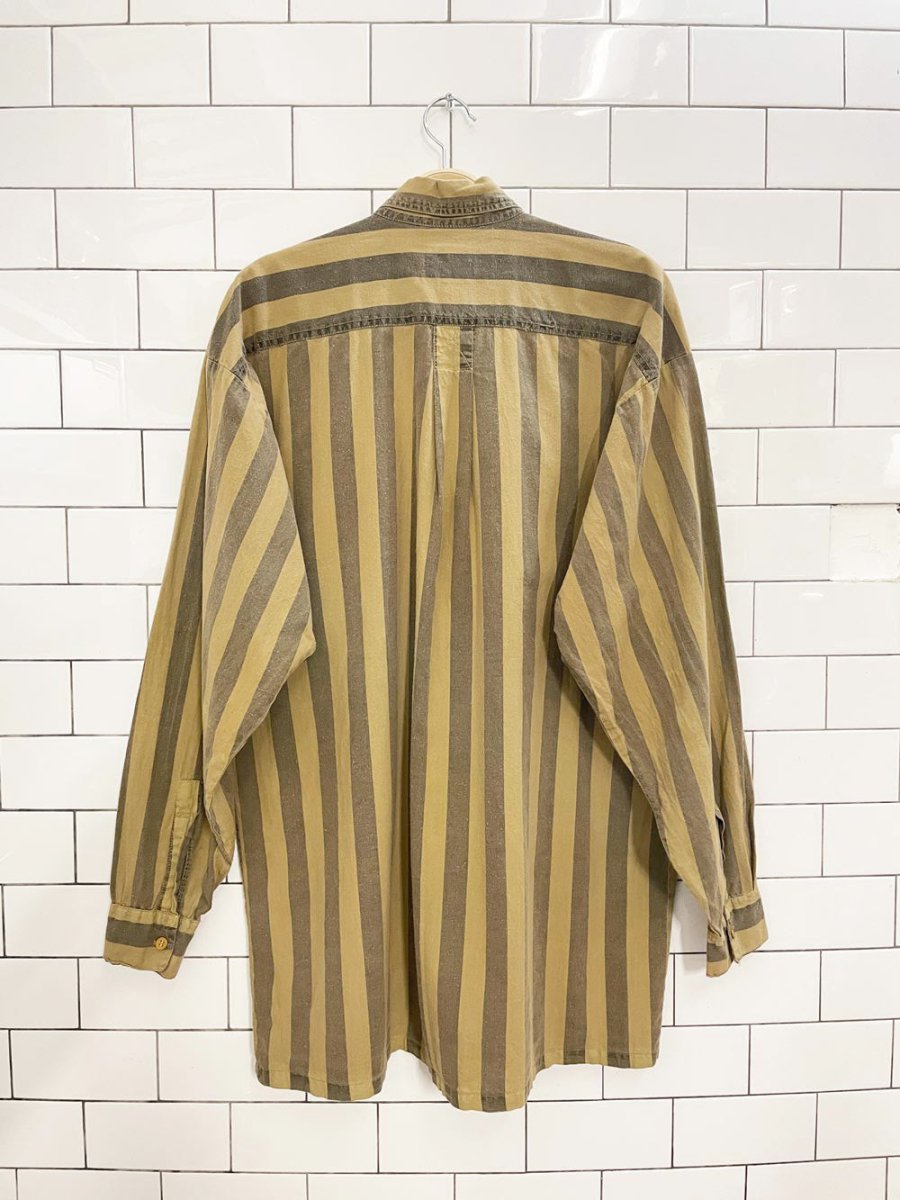 vintage 90s uomo collection big stripe neutrals shirt - good market thrift store