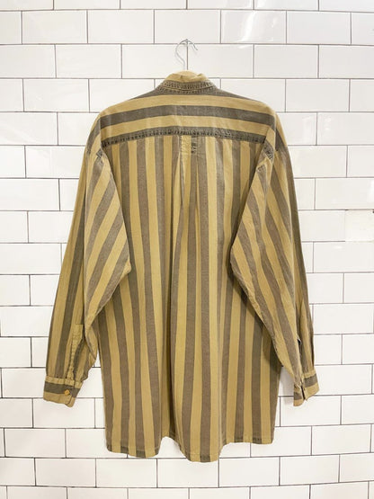 vintage 90s uomo collection big stripe neutrals shirt - good market thrift store