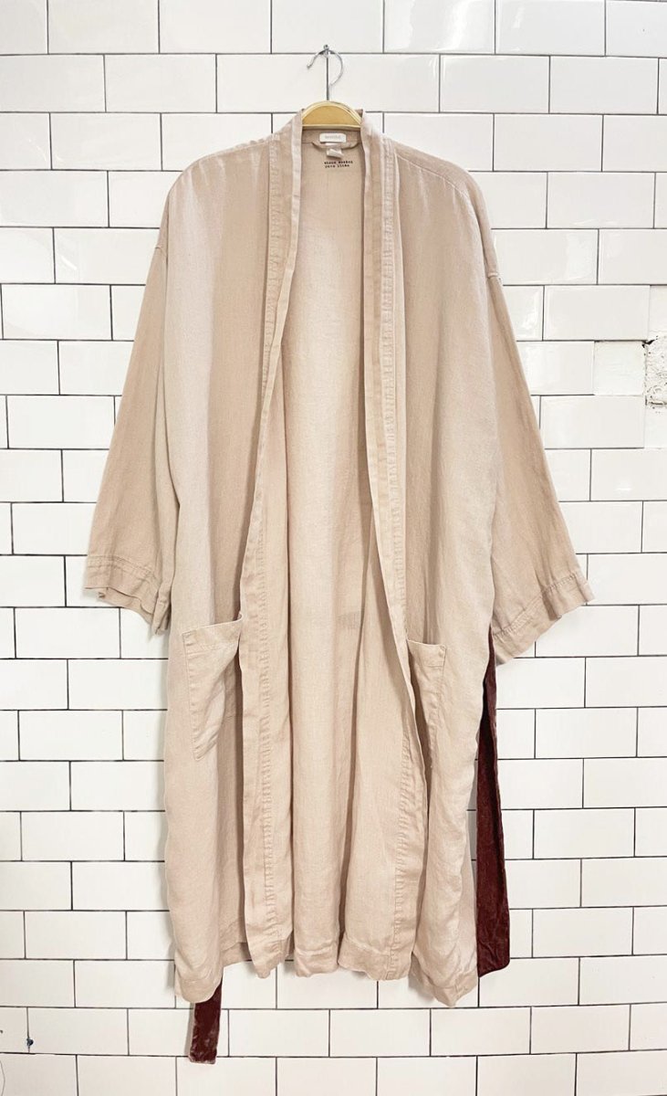 h&m home stone washed 100% linen robe with velvet tie - good market thrift store