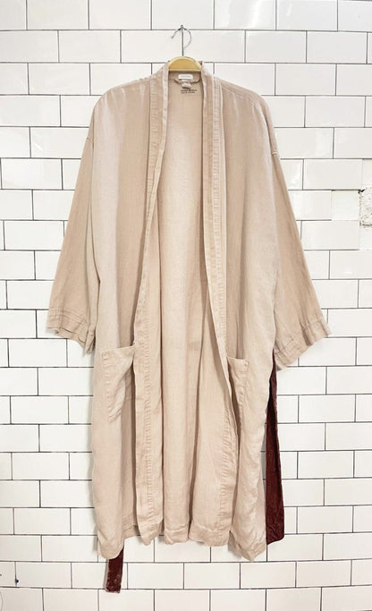 h&m home stone washed 100% linen robe with velvet tie - good market thrift store