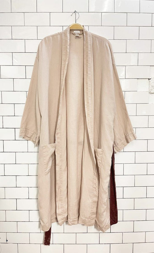 h&m home stone washed 100% linen robe with velvet tie - good market thrift store