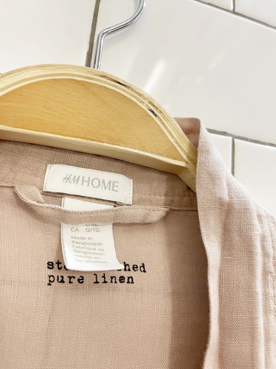 h&m home stone washed 100% linen robe with velvet tie - good market thrift store