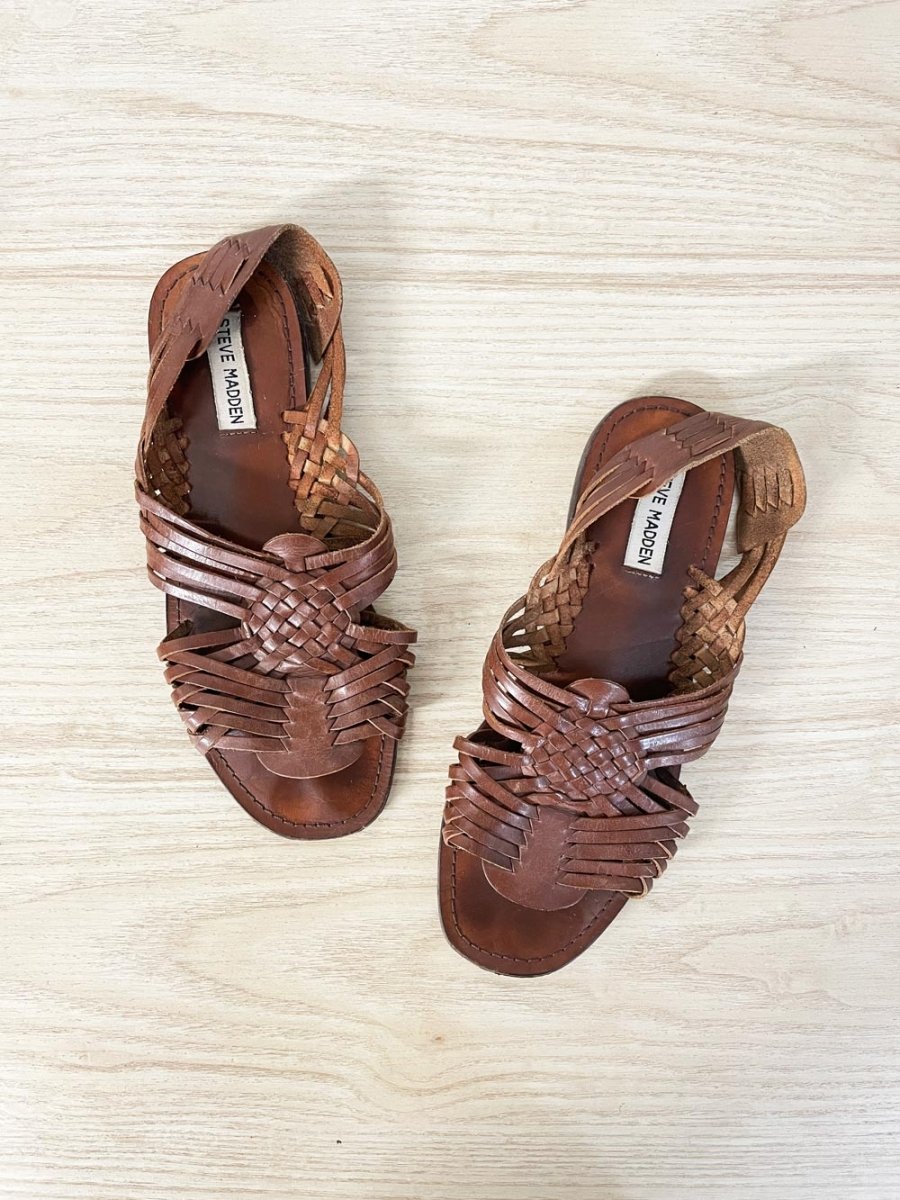 steve madden boho woven leather huarache sandal - good market thrift store