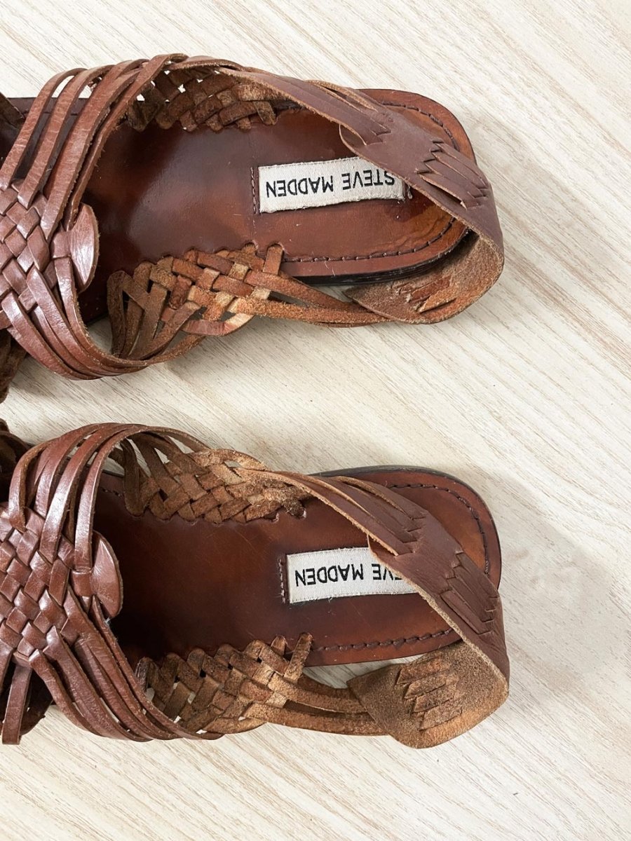 steve madden boho woven leather huarache sandal - good market thrift store