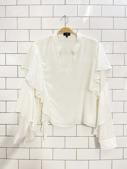 ontwelfth ruffle sleeve oversized blouse | anthropologie - good market thrift store