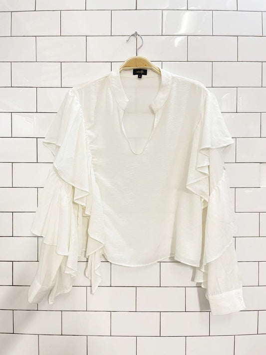 ontwelfth ruffle sleeve oversized blouse | anthropologie - good market thrift store