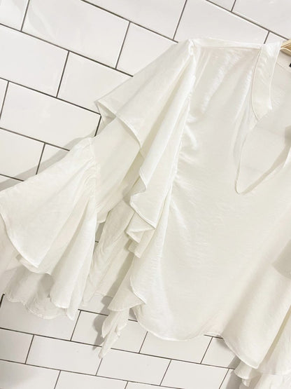 ontwelfth ruffle sleeve oversized blouse | anthropologie - good market thrift store