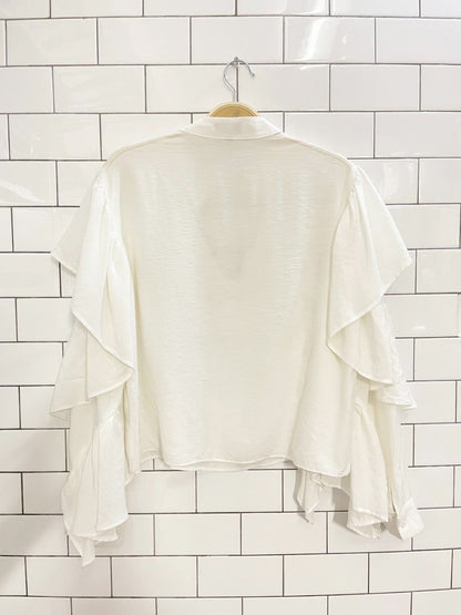 ontwelfth ruffle sleeve oversized blouse | anthropologie - good market thrift store