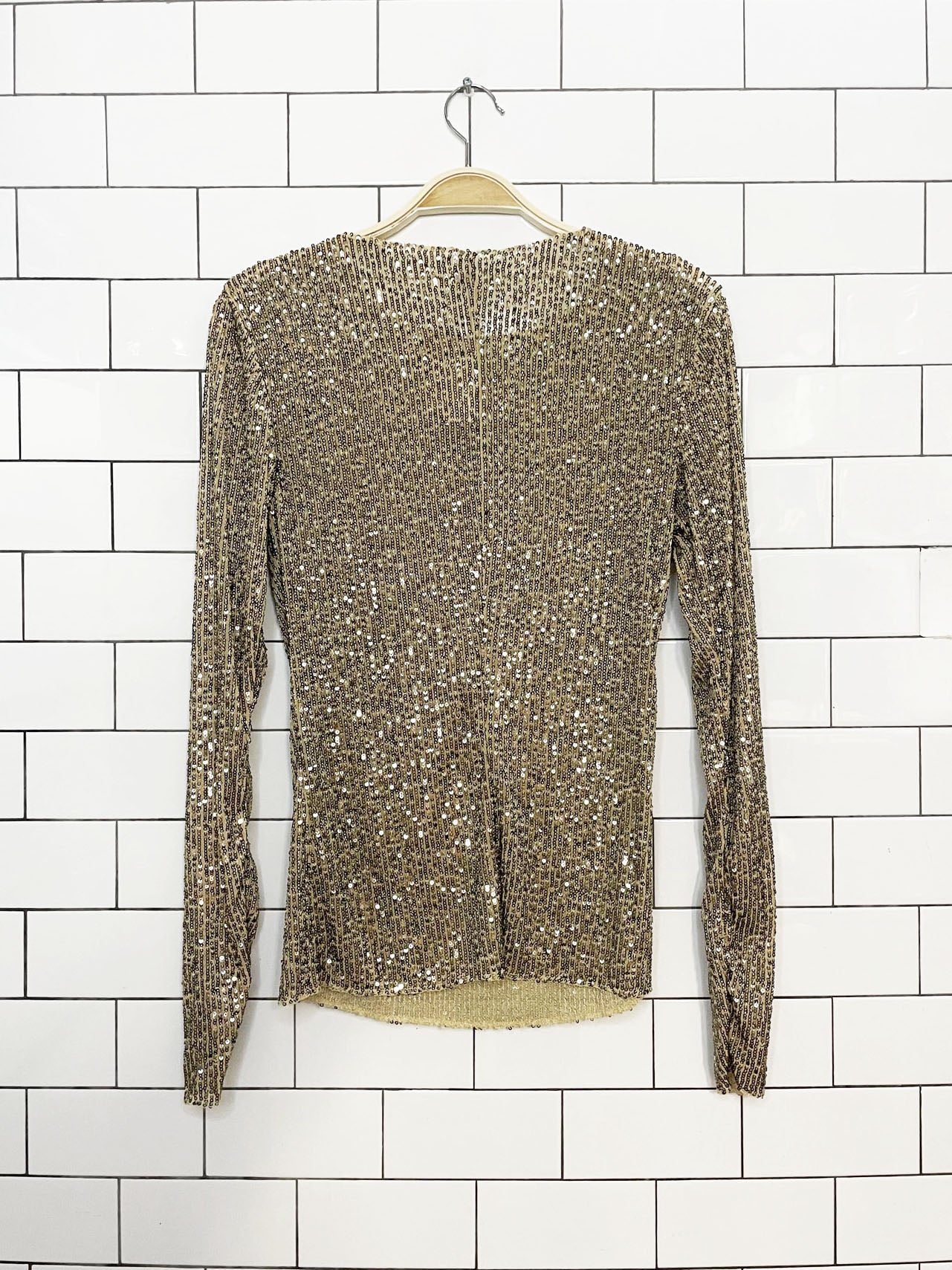 nwt free people gold rush sequin long sleeve top