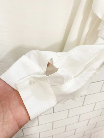 ontwelfth ruffle sleeve oversized blouse | anthropologie - good market thrift store