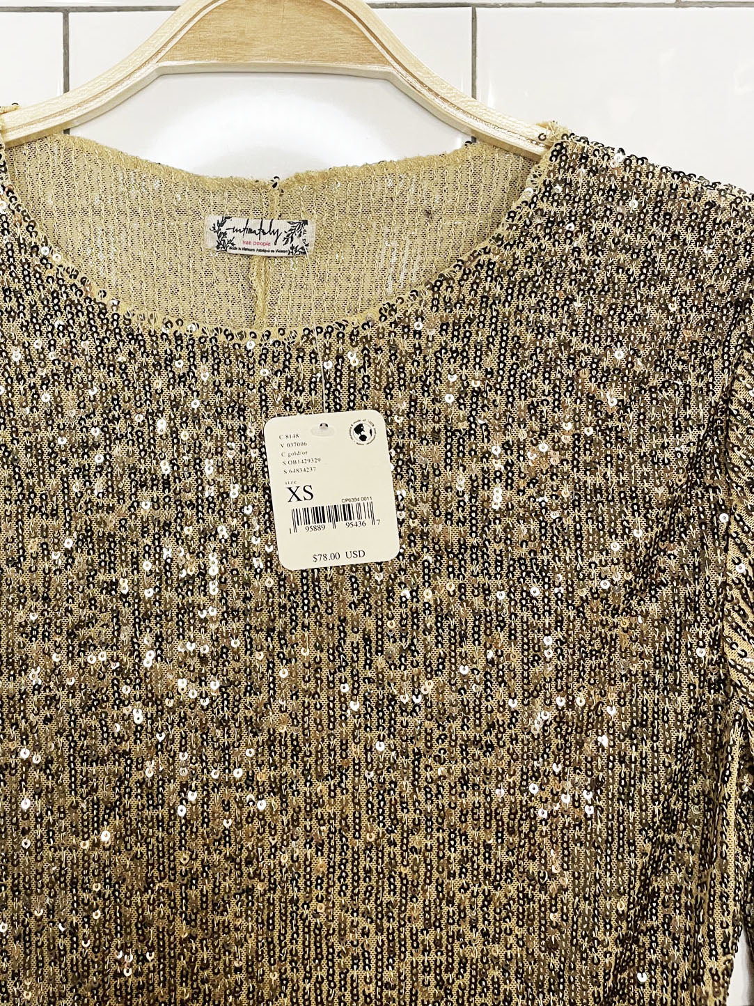 nwt free people gold rush sequin long sleeve top