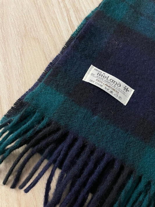 vintage john hanley ireland 100% wool tartan scarf - good market thrift store