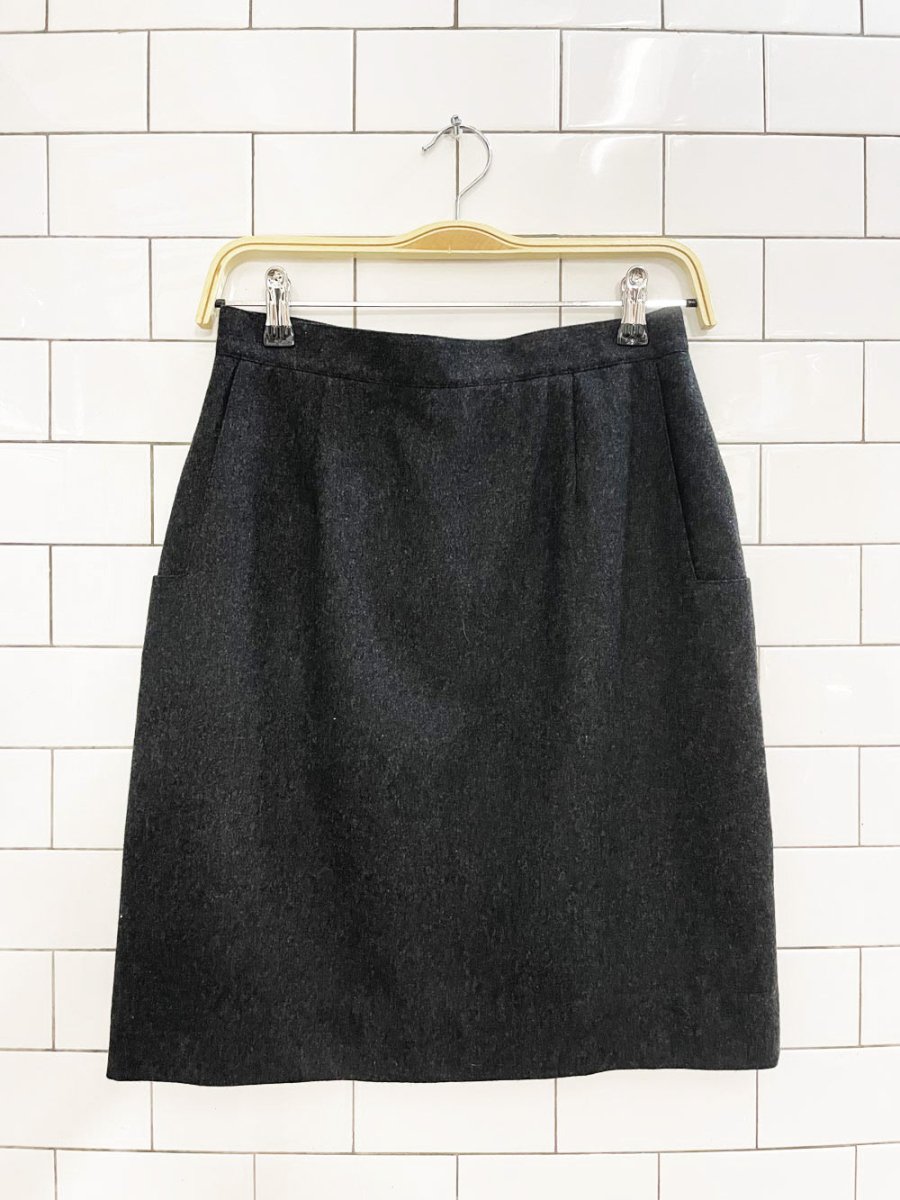 vintage 80s sevil 100% wool squared off pocket mini skirt - good market thrift store