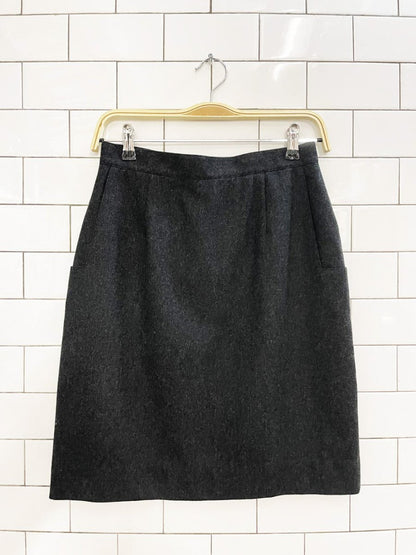 vintage 80s sevil 100% wool squared off pocket mini skirt - good market thrift store