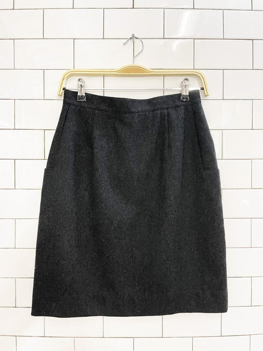 vintage 80s sevil 100% wool squared off pocket mini skirt - good market thrift store