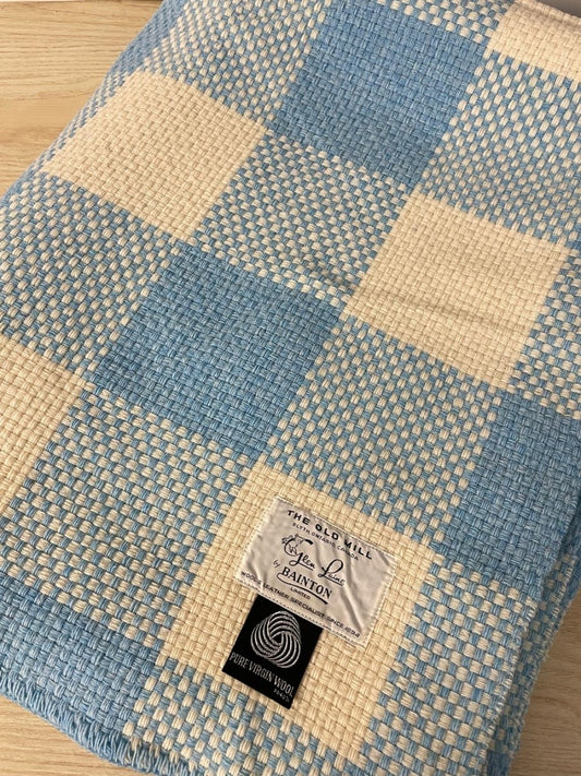 vintage the old mill pure wool woven check blanket - good market thrift store