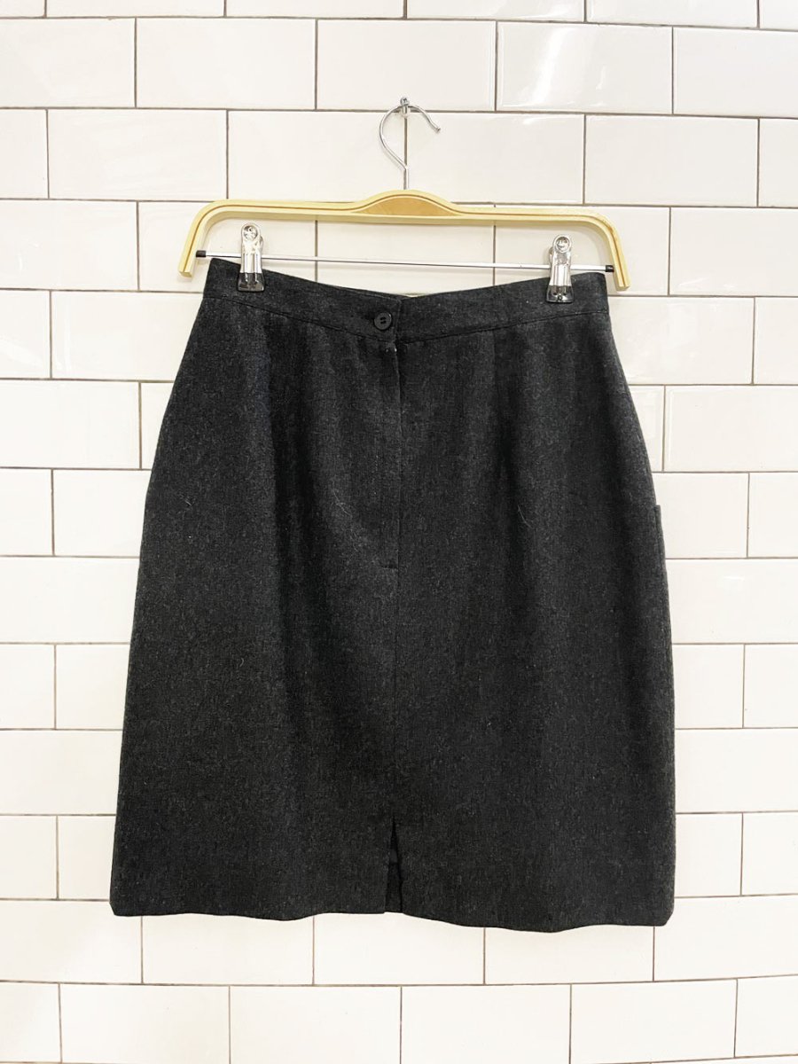 vintage 80s sevil 100% wool squared off pocket mini skirt - good market thrift store