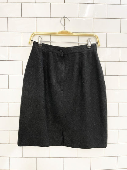 vintage 80s sevil 100% wool squared off pocket mini skirt - good market thrift store