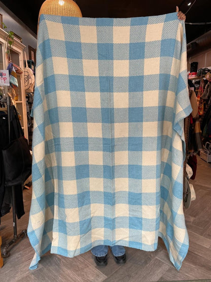 vintage the old mill pure wool woven check blanket - good market thrift store