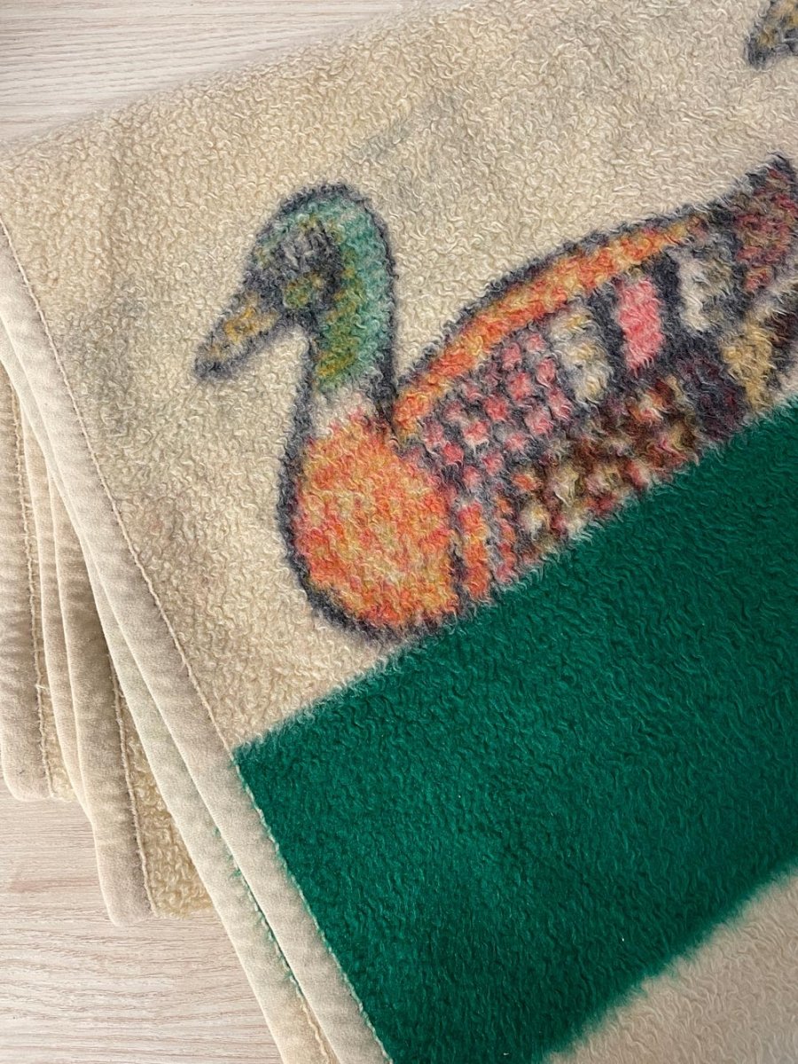 vintage biederlack made in usa fuzzy ducks blanket - good market thrift store
