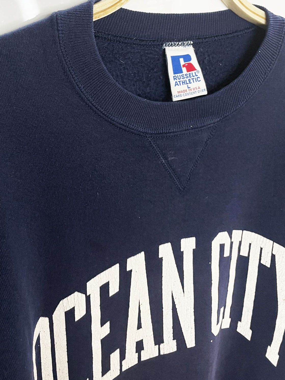 vintage 90s russel athletic ocean city spellout sweatshirt | made in usa