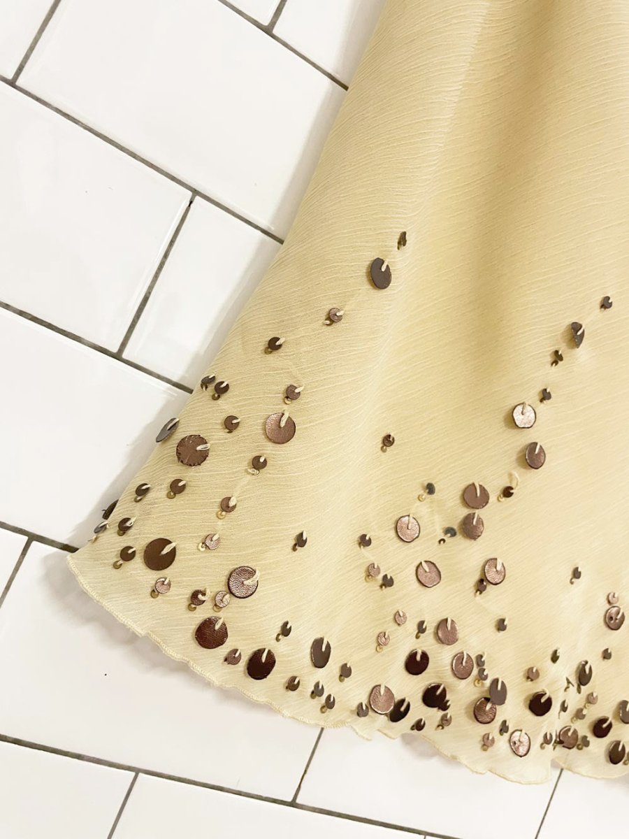 y2k bandolino cowl neck chiffon beaded tank blouse - good market thrift store