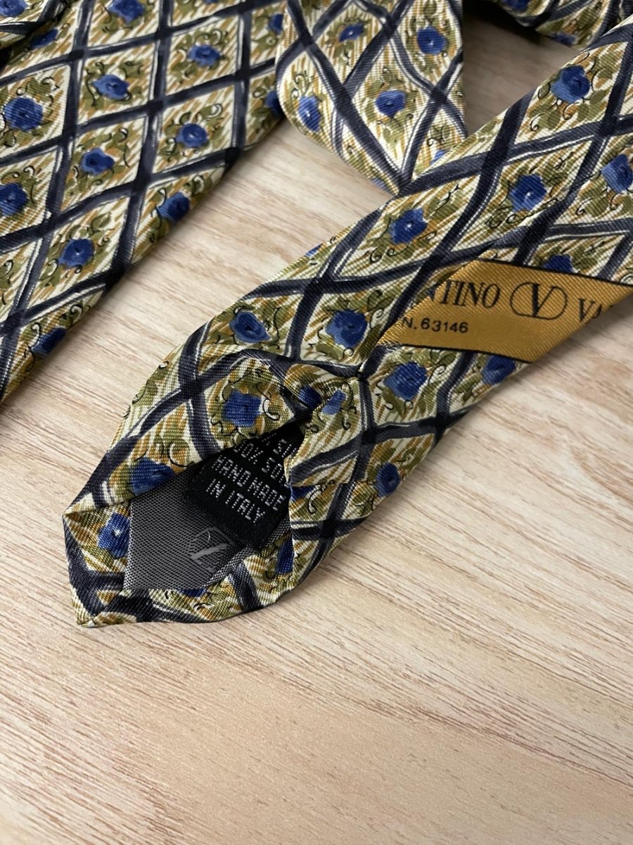 vintage valentino floral diamond silk tie - good market thrift store