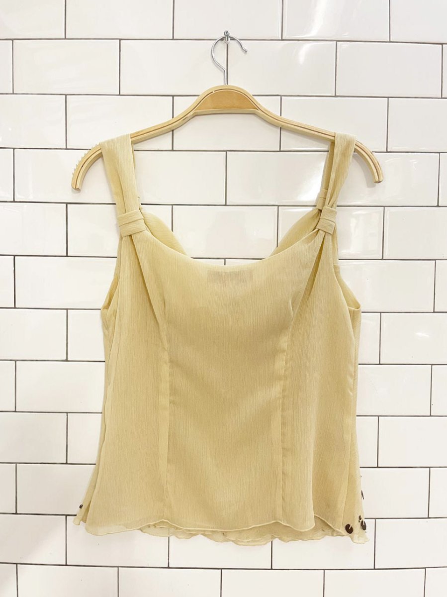 y2k bandolino cowl neck chiffon beaded tank blouse - good market thrift store