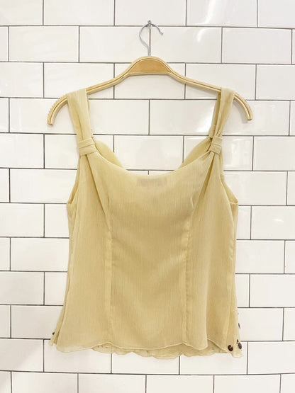 y2k bandolino cowl neck chiffon beaded tank blouse - good market thrift store