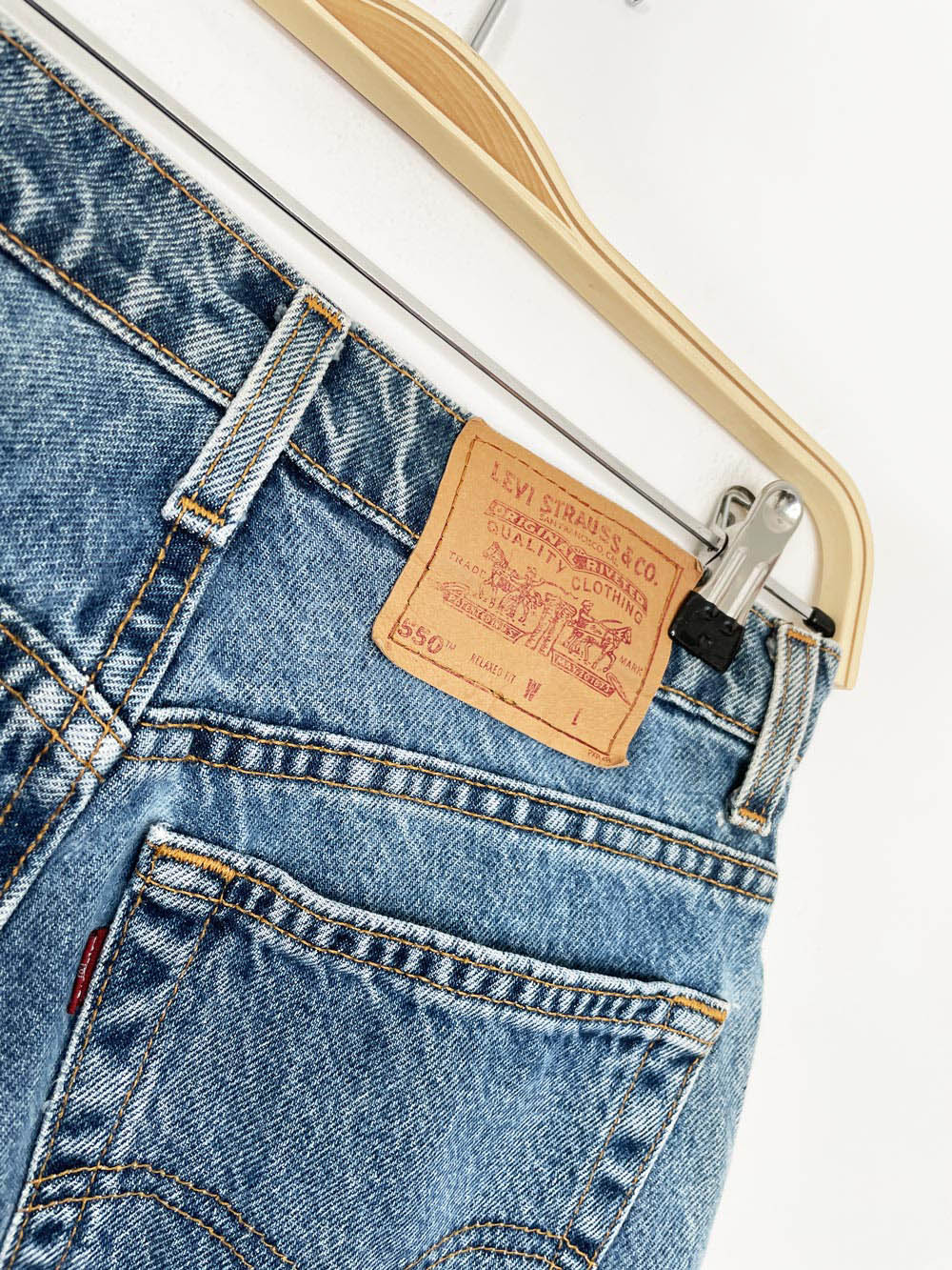 vintage 90s levi's 550 relaxed fit denim shorts | made in USA