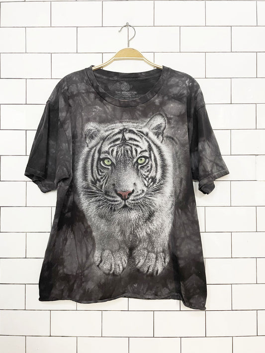 vintage 00s the mountain tie dye white tiger cropped tee