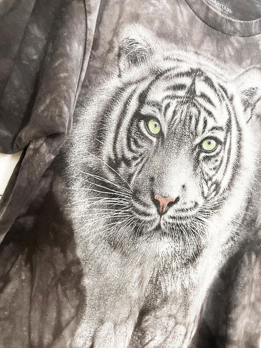vintage 00s the mountain tie dye white tiger cropped tee