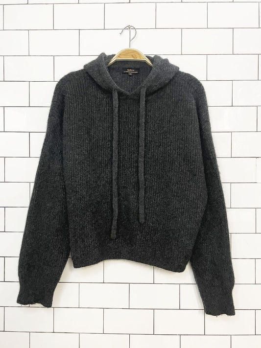 quince 100% mongolian cashmere boxy ribbed knit hoodie