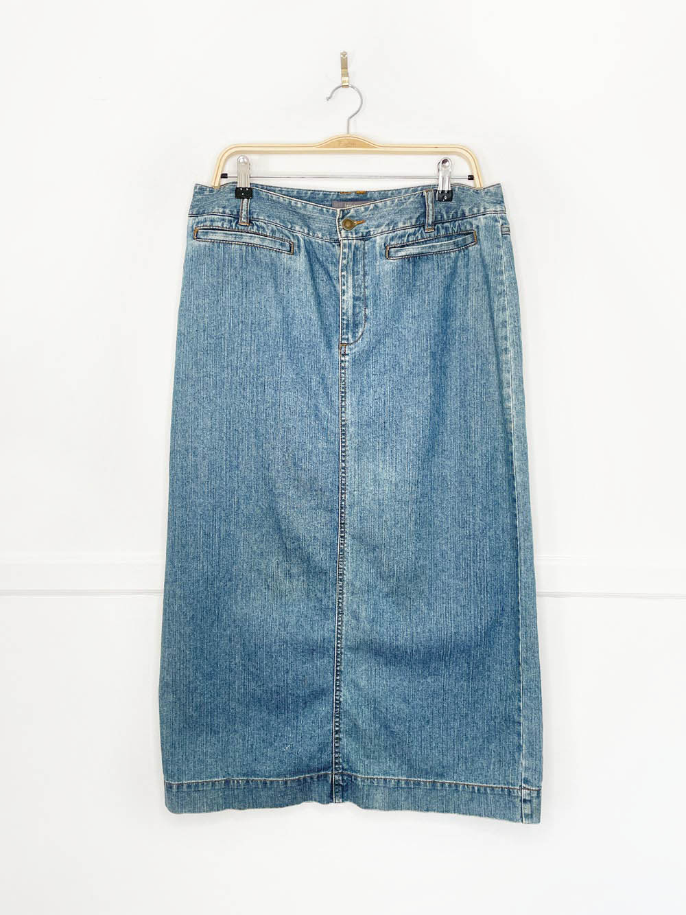 vintage 00s liz claiborne denim midi skirt