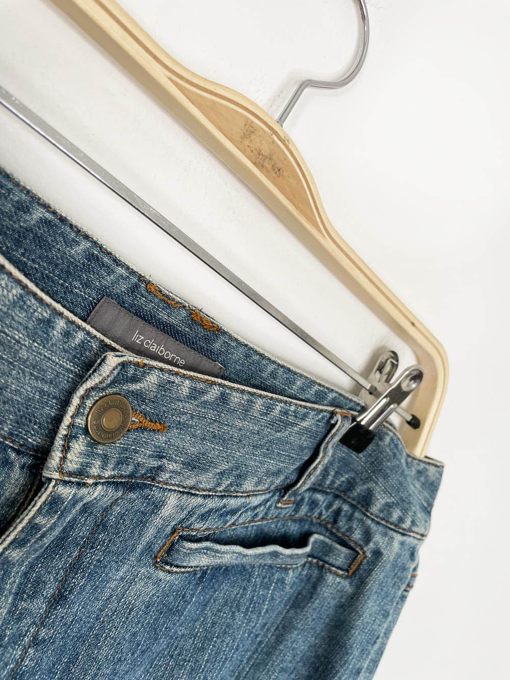 vintage 00s liz claiborne denim midi skirt