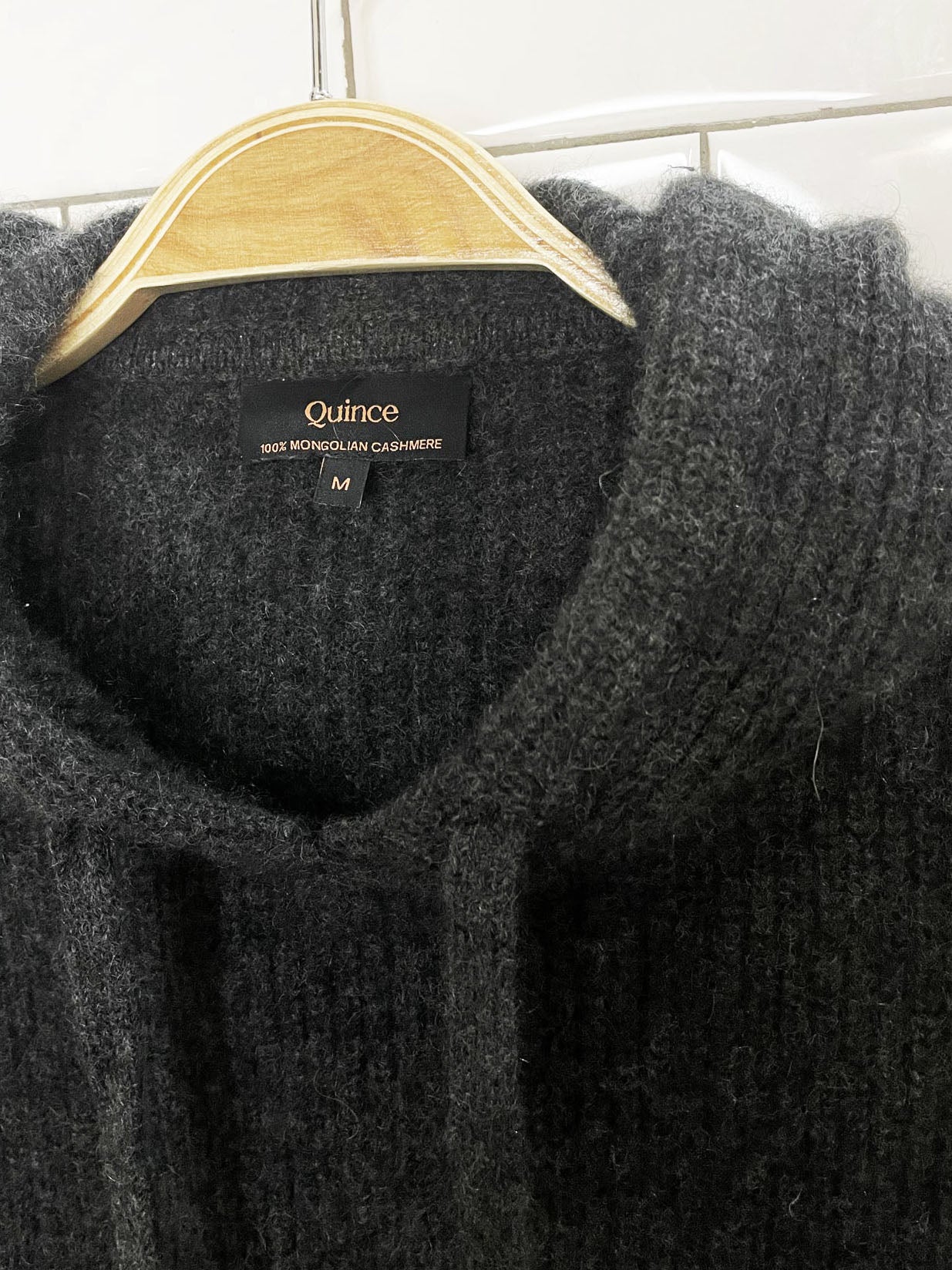 quince 100% mongolian cashmere boxy ribbed knit hoodie