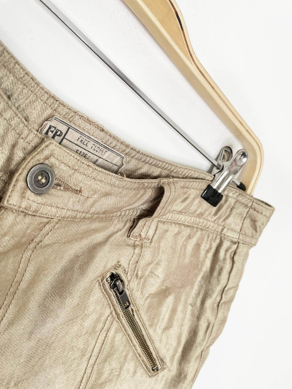 free people gold metallic shorts
