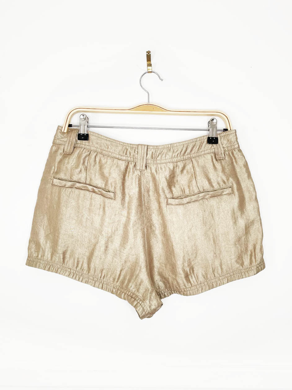 free people gold metallic shorts