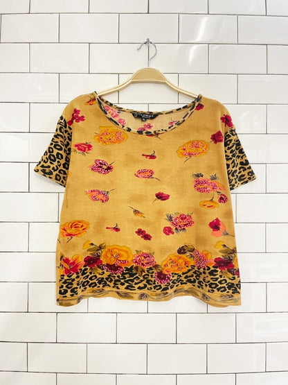 y2k nikky animal print beaded floral tee - good market thrift store