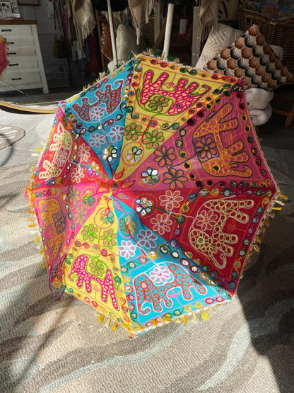 handmade indian embroidered elephant sunbrella - good market thrift store