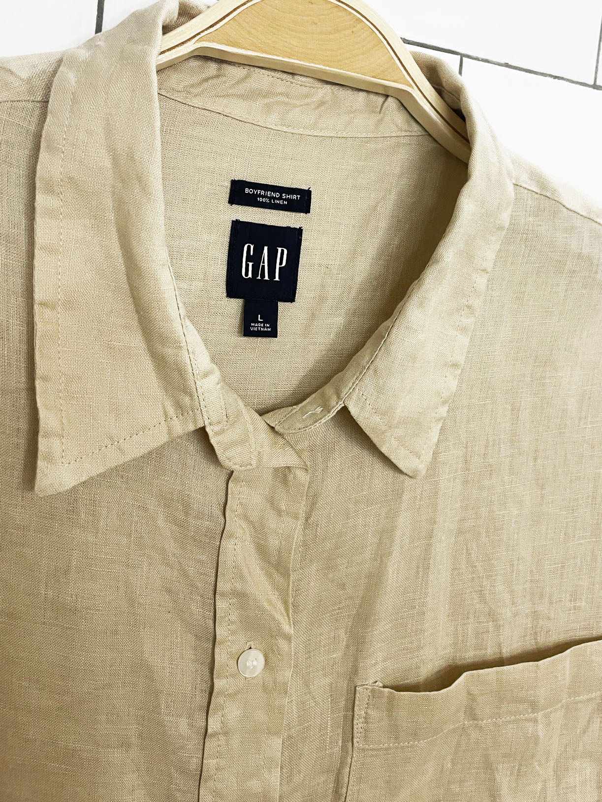 gap 100% linen boyfriend fit full button shirt